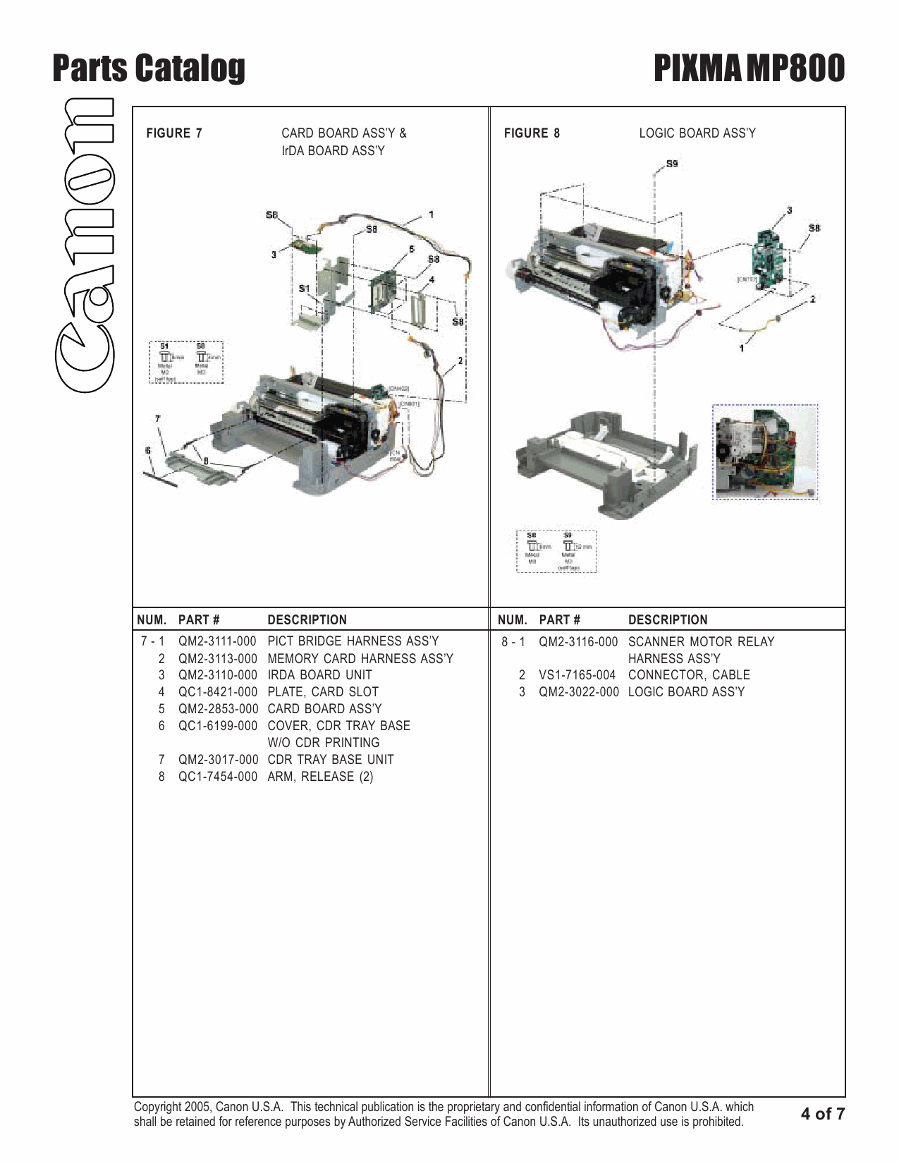 Canon PIXMA MP800 Parts Catalog Manual-5